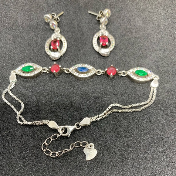 Sterling Silver 925 Set Bracelet and earrings - Picture 4 of 5